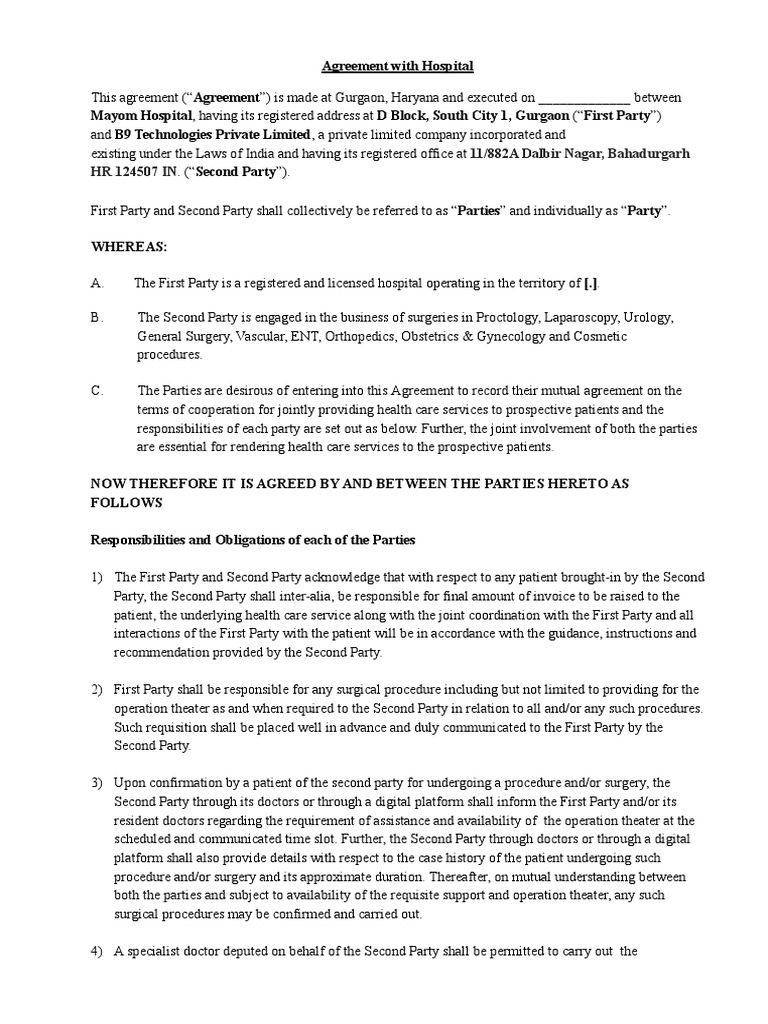 Hospital Collaboration Agreement | PDF | Law