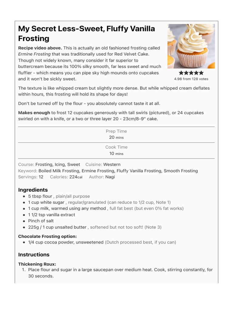 My Secret LessSweet, Fluffy Vanilla Frosting RecipeTin Eats PDF