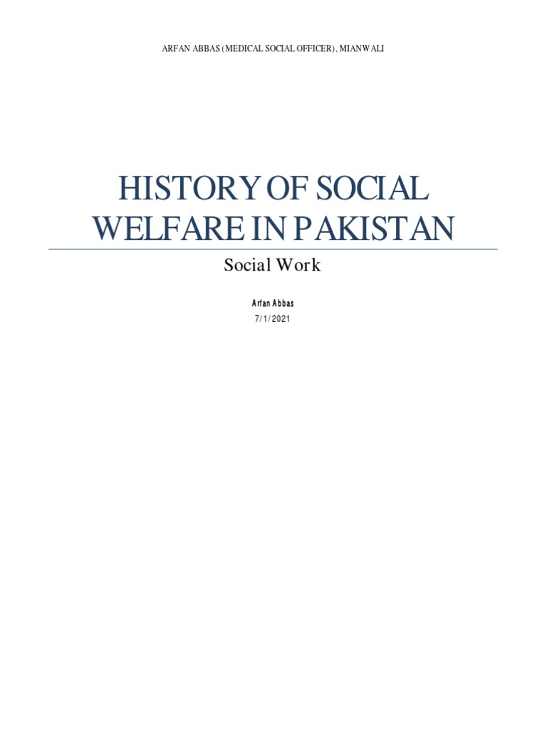 History Of Social Welfare In Pakistan