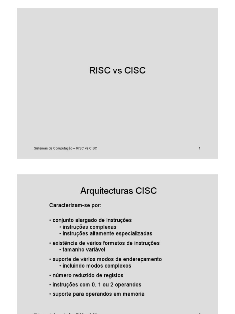 Diferenças entre RISC e CISC | PDF | Hardware de computador | Ciência ...