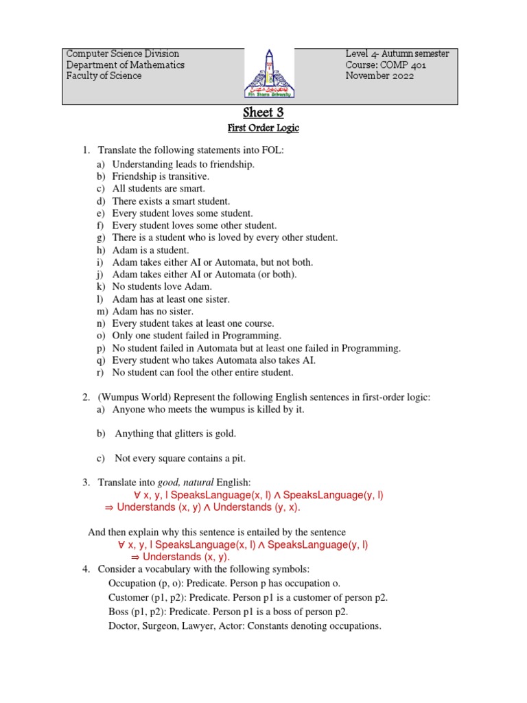 First Order Logic Order Of Operations