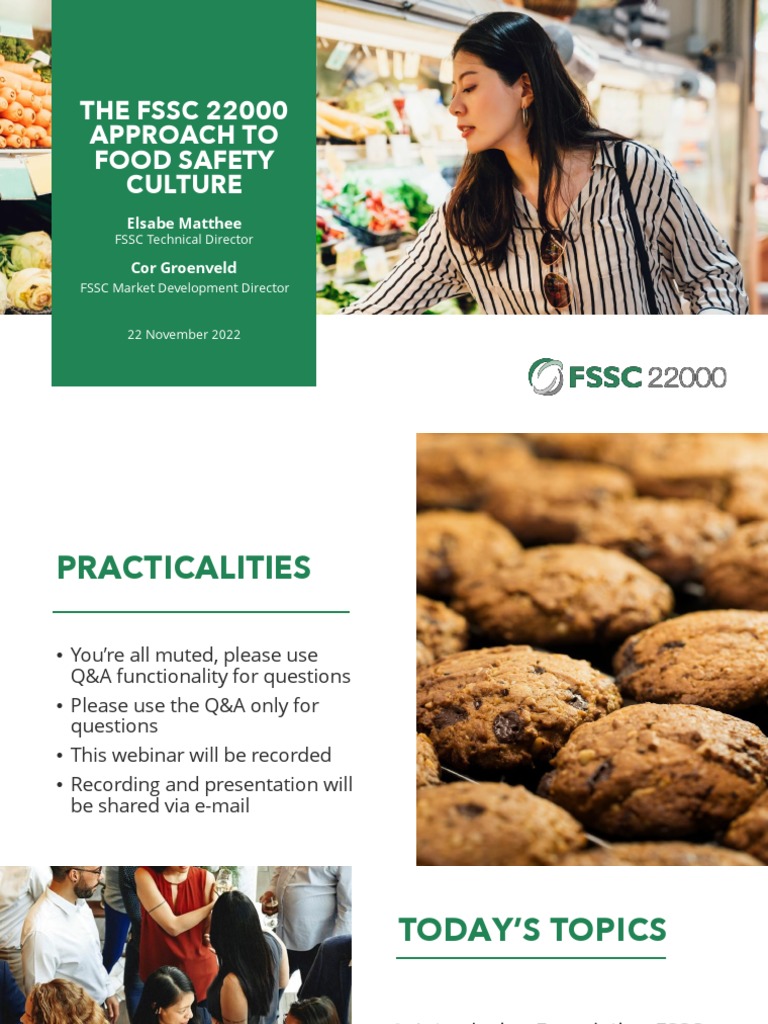 Approach To Food Safety Culture inar FSSC 22Nov2022 PDF Leadership Food Safety