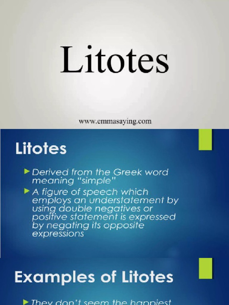 Litotes Examples Litotes | PDF