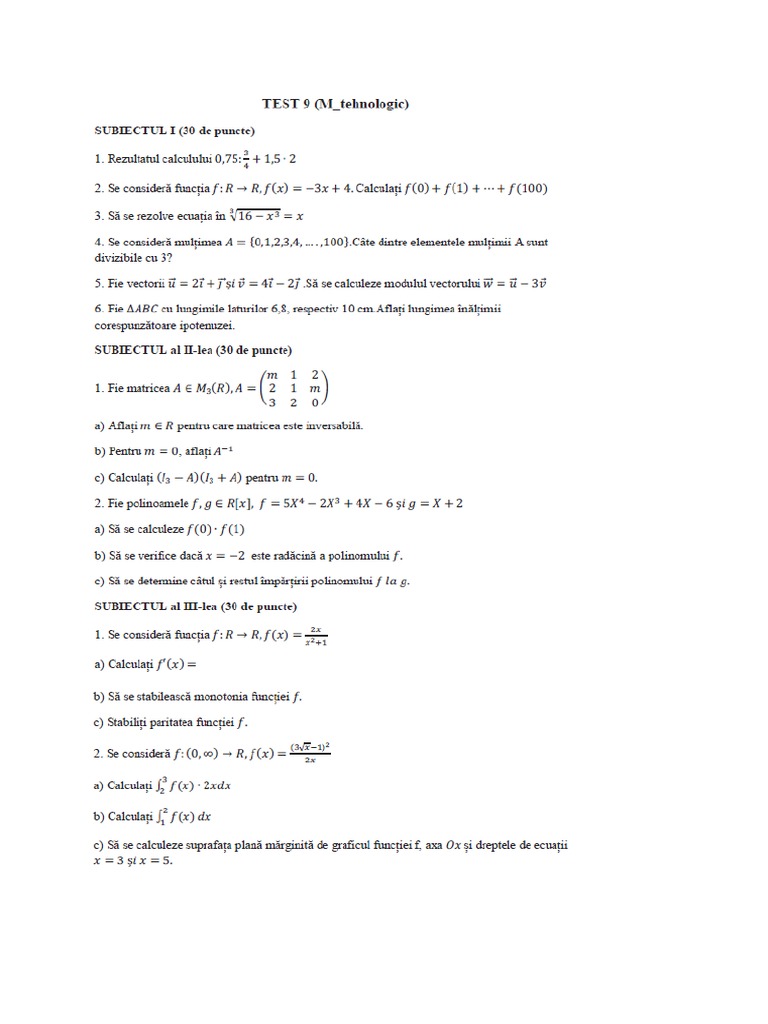 Testul 9 | PDF