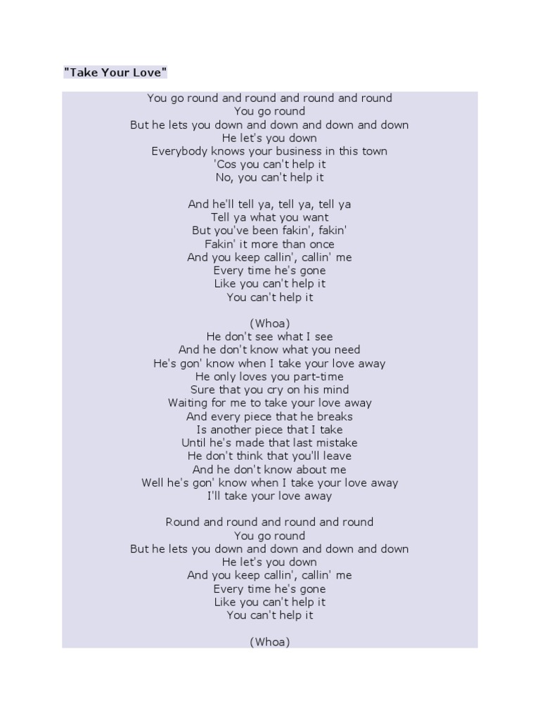Take your love pdf