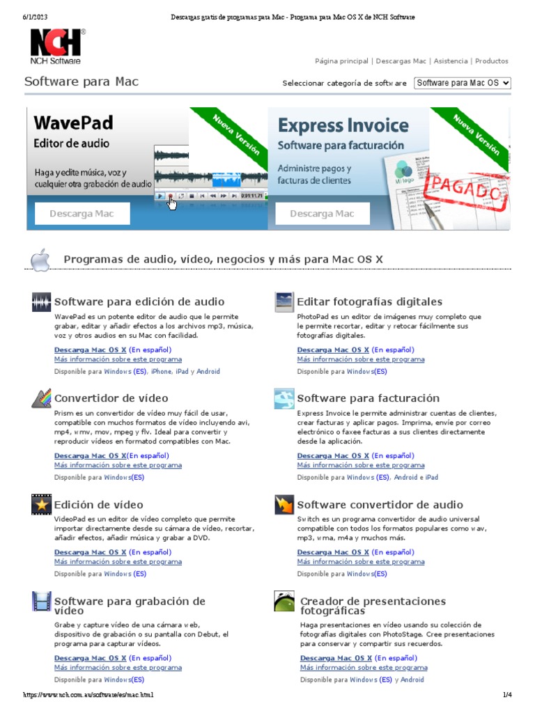 Descargas Gratis de Programas para Mac - Programa para Mac OS X de NCH ...
