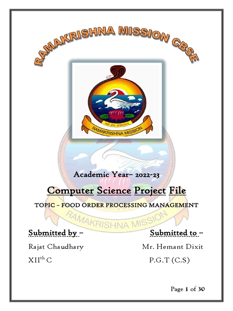 Food Order Processing Management Project | PDF | Software Testing ...