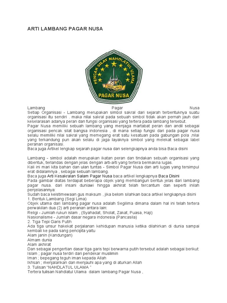 Arti Lambang Pagar Nusa | PDF | Kajian Bahasa Asing | Agama \u0026 Spiritualitas, image size:768x1024