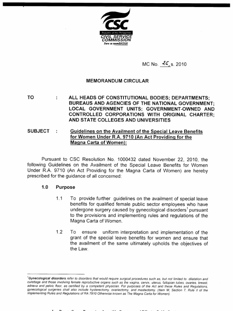 Magna Carta For WomenCSC Guidelines