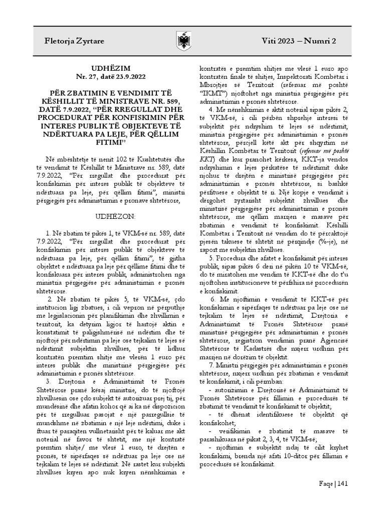 Fletorja Zyrtare e Republikës së Shqipërisë Nr. 2, Datë. 05/01/2023 PDF