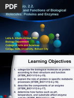 Session No. 2.2. Biological Molecules - Proteins and Enzymes