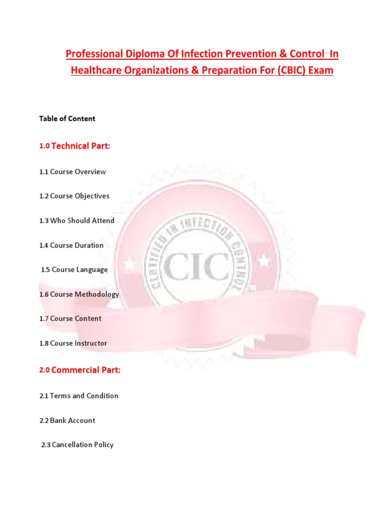 Infection Control Diploma & CBIC Prep | PDF | Infection | Preventive ...