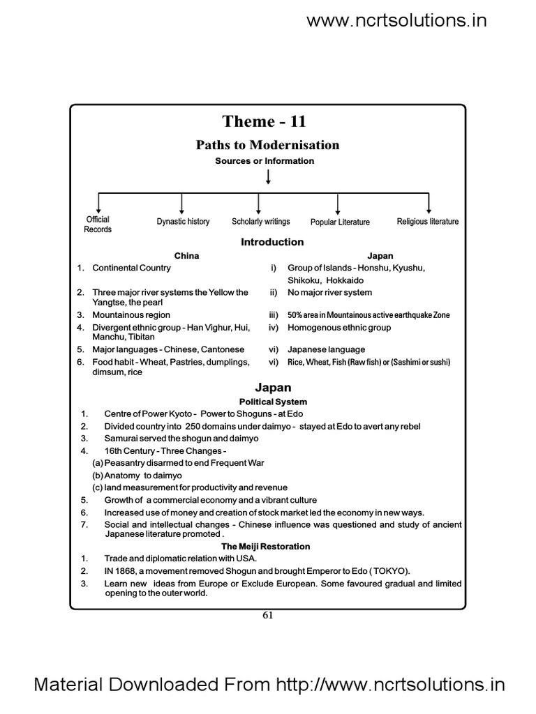 11 History Notes 11 Paths To Modernization | PDF | China | World Politics