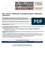 Esl Learners Challenges in Speaking English in Malaysian Classroom
