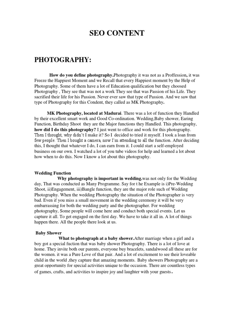 SEO CONTENT Photography | PDF | Camera Lens | Camera