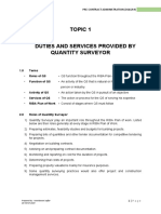 Topic 1 Duties and Services of QS