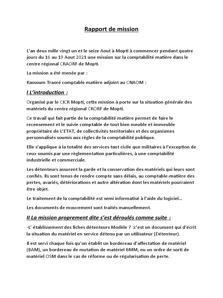 Comment Rediger Un Rapport De Mission – MFTZTR