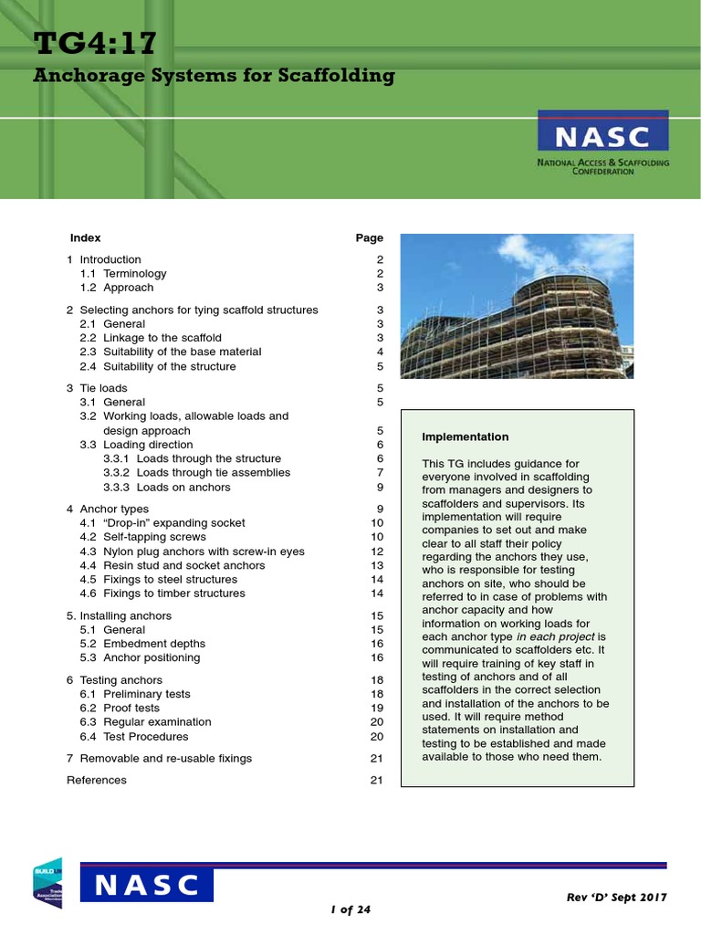 Anchorage Systems for Scaffolding | PDF | Screw | Scaffolding