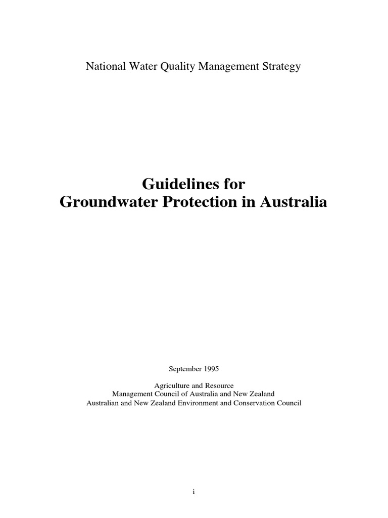 Guidelines For Groundwater Protection in Australia National Water