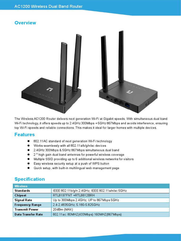 N4 - AC1200 Wireless Dual Band Router - Datasheet | PDF | Wi Fi | Ieee ...