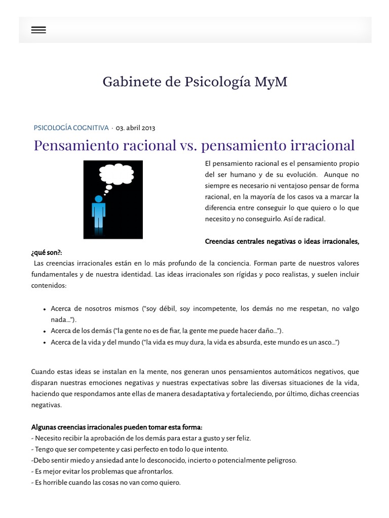 Pensamiento Racional vs. Irracional | PDF | Pensamiento | Las emociones