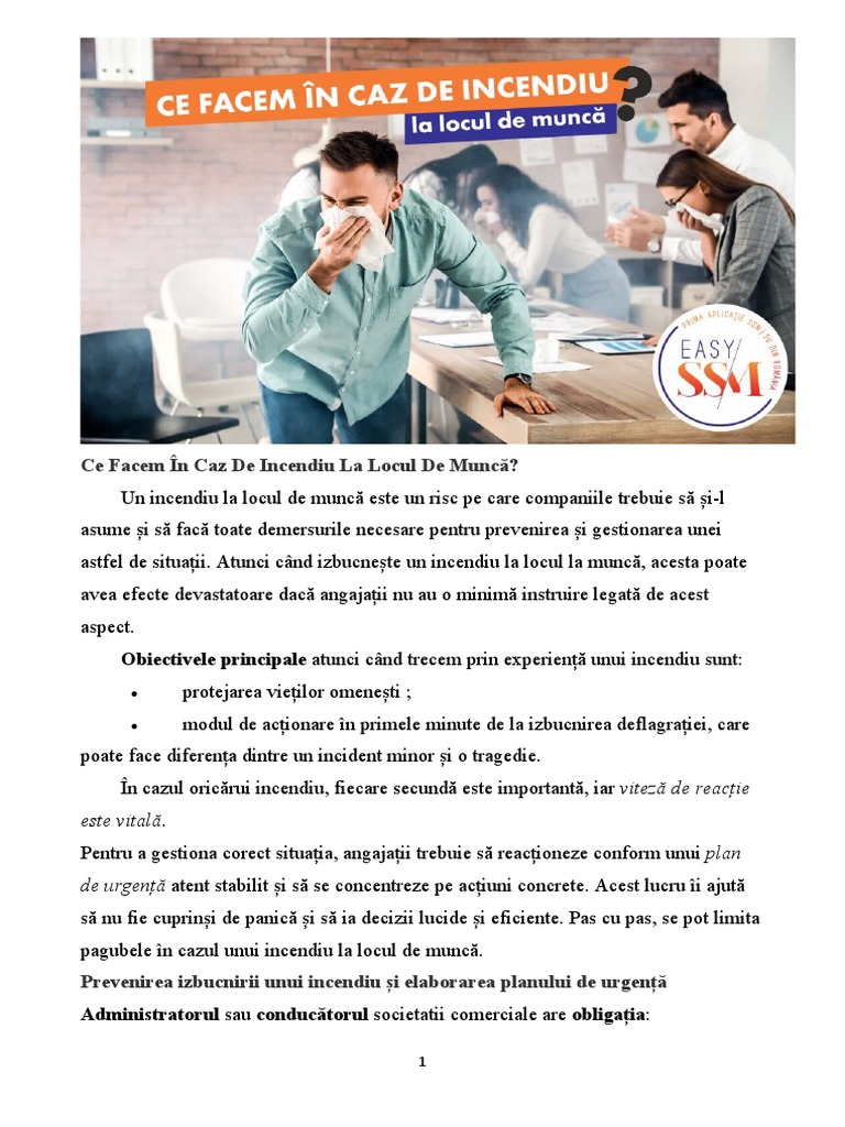Ce Facem În Caz de Incendiu La Locul de Muncă | PDF