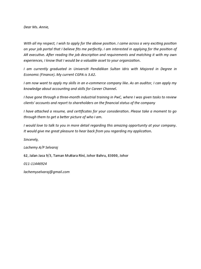 Cover Letter (Job Application) | PDF