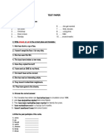 Test Paper 7th Grade Present Perfect Simple