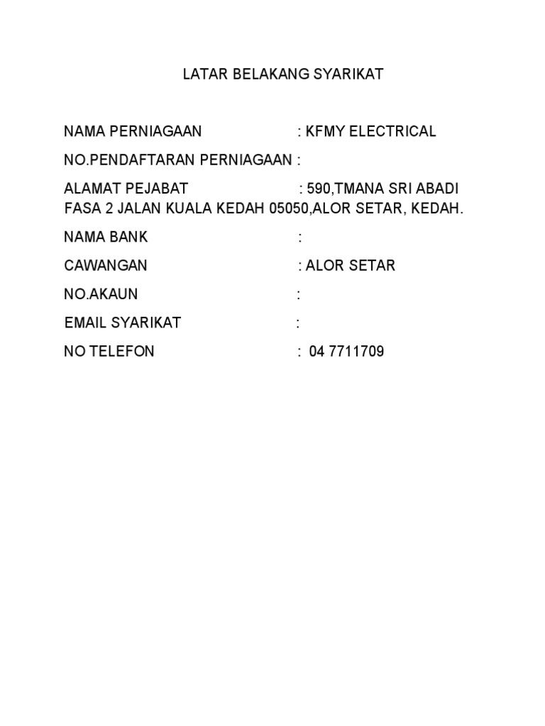 Latar Belakang Syarikat | PDF
