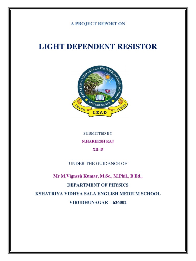 Characterization and Applications of a Light Dependent Resistor PDF