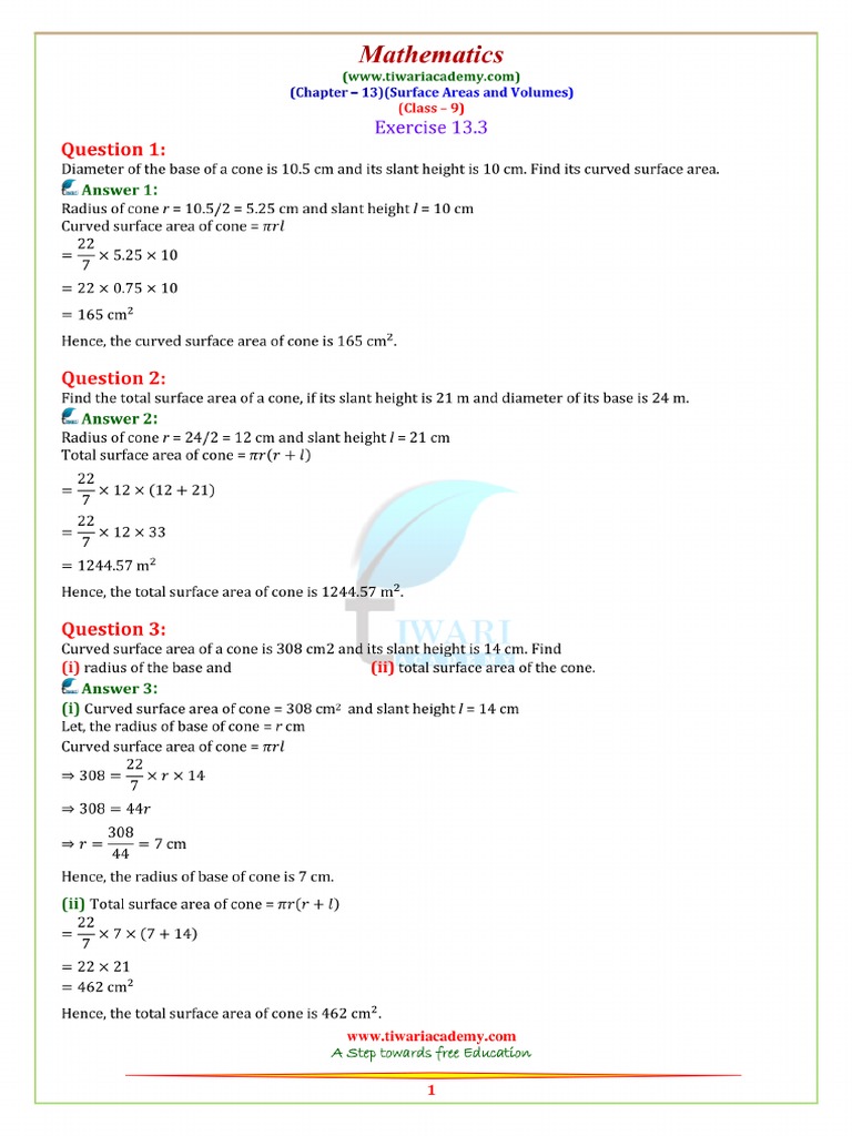 9 Maths NCERT Solutions Chapter 13 3 | PDF