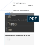 WP Lab Assignments HTML CSS JavaScript Lists Tables Forms