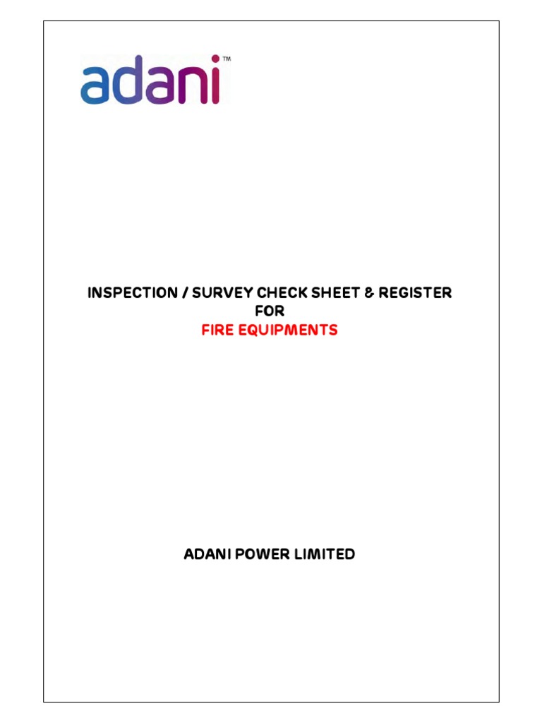 Fire Fighting Equipment Inspection Checklist PDF Valve Manufactured Goods