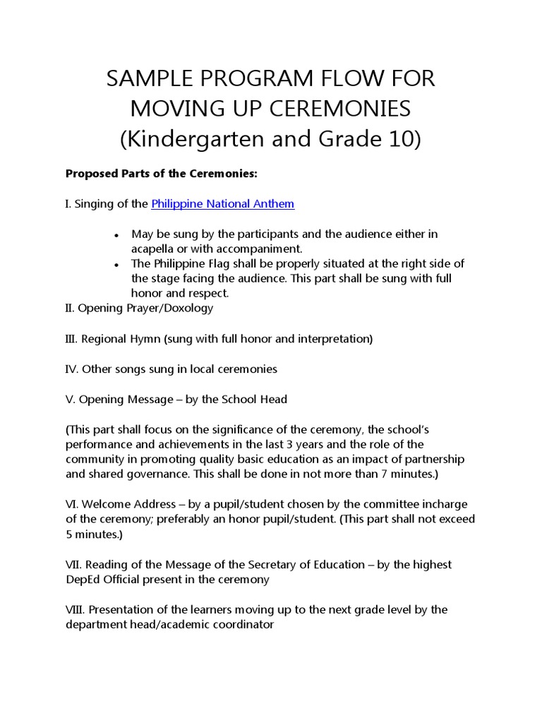 Sample program flow for moving up ceremonies pdf