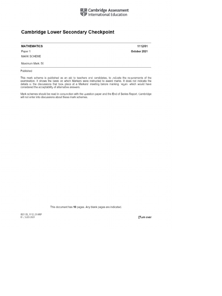 pdf october 2021 caie p1 mark scheme 1112 mathematics cambridge lower