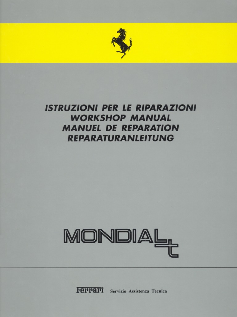 Workshop Manual Mondial T | PDF | Washer (Hardware) | Vehicle Parts