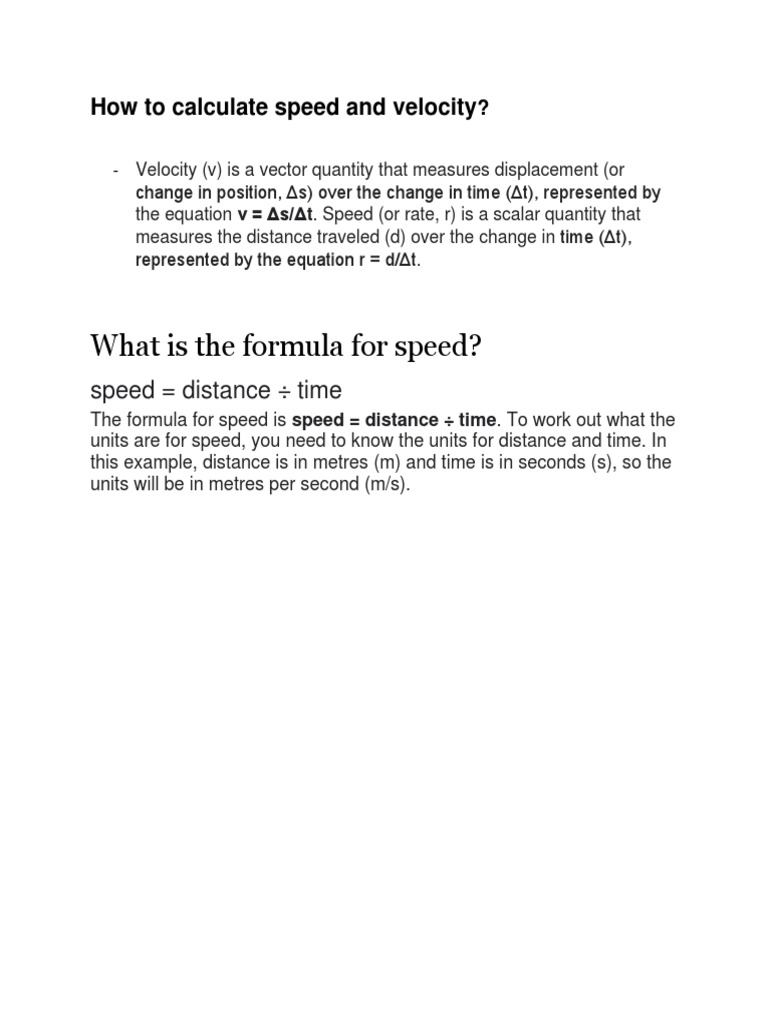 How To Calculate Speed and Velocity | PDF | Teaching Methods & Materials