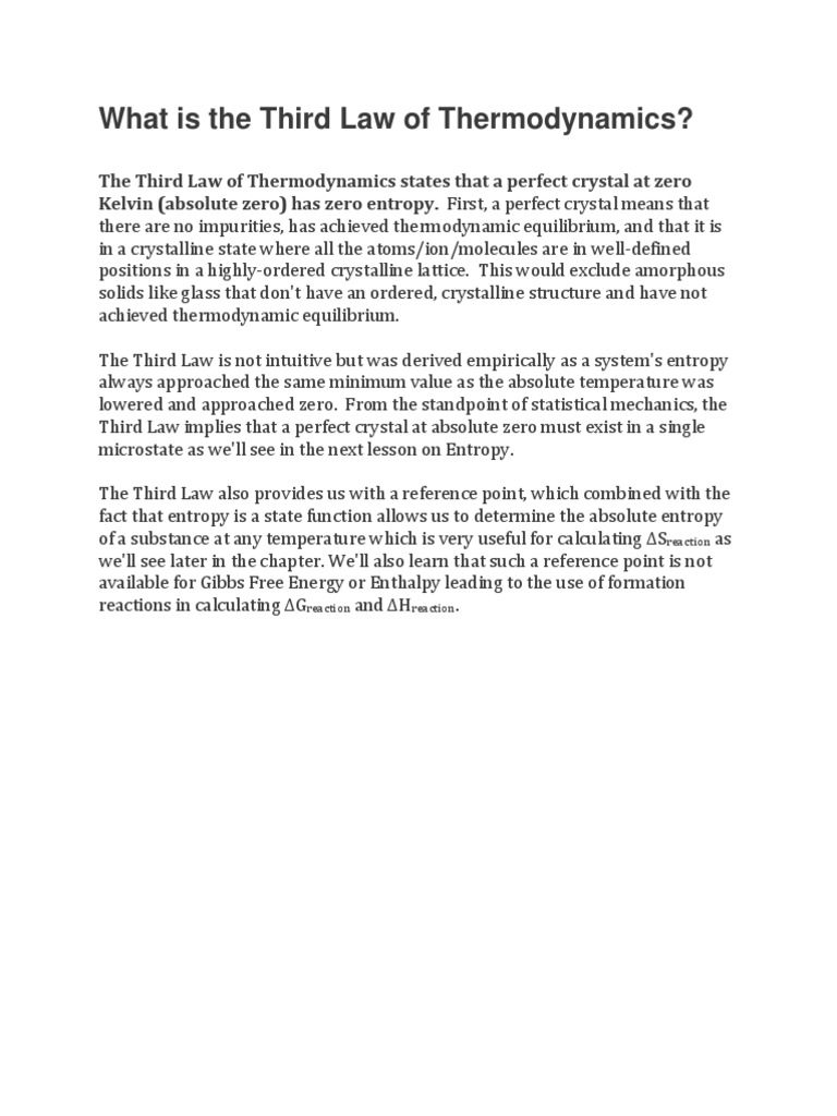 Understanding the Third Law of Thermodynamics | PDF | Science & Mathematics