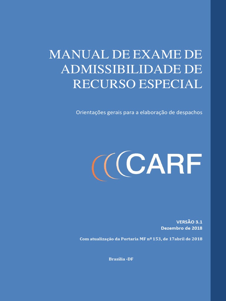 CARF Manual Admissibilidade Recurso Especial PDF Justiça Crime e