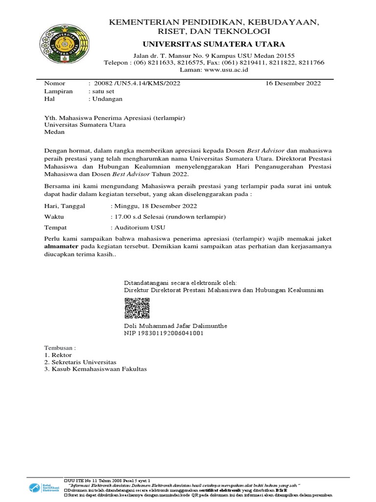 #Surat Undangan Malam Anugerah Mahasiswa | PDF