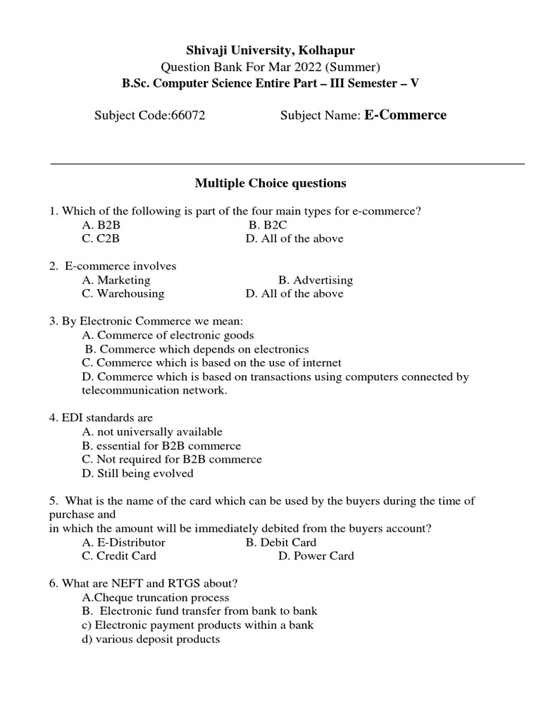 Question Bank For Mar 2022 (Summer) : B.Sc. Computer Science Entire ...
