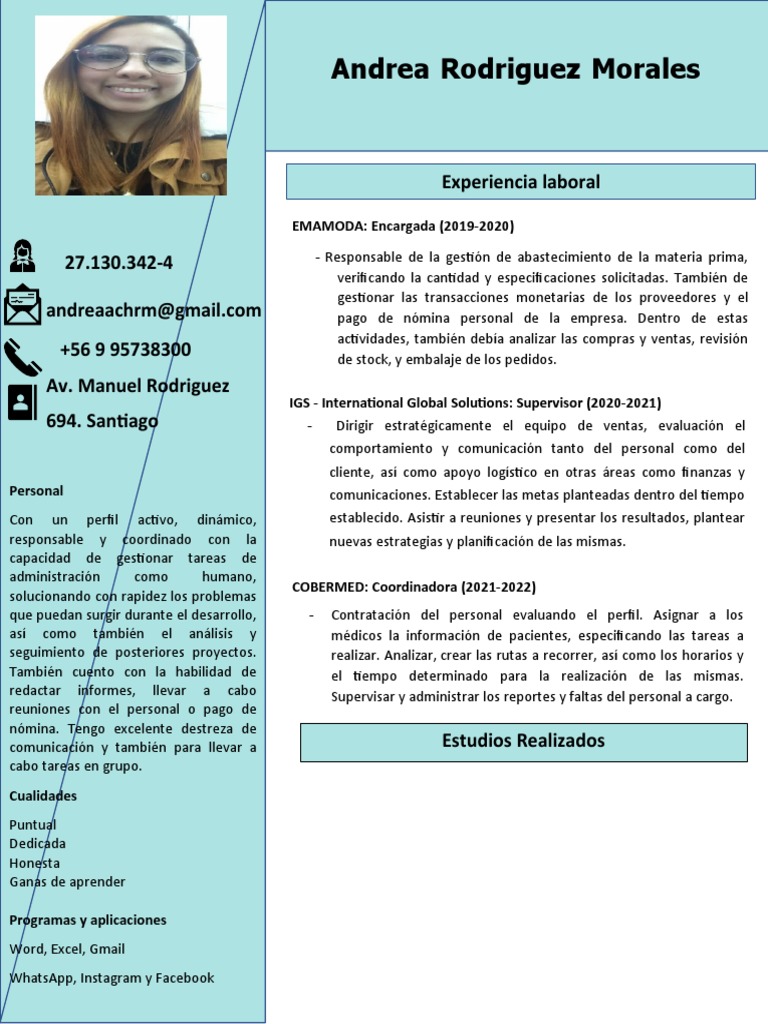 Perfil Profesional de Andrea Rodríguez | PDF | Economias | Business