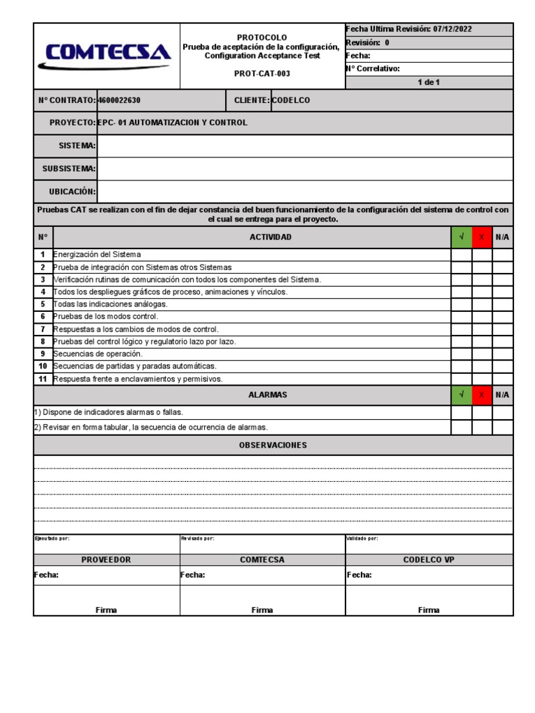 Protocolo de Pruebas CAT | PDF | Informática | Ingeniería Informática