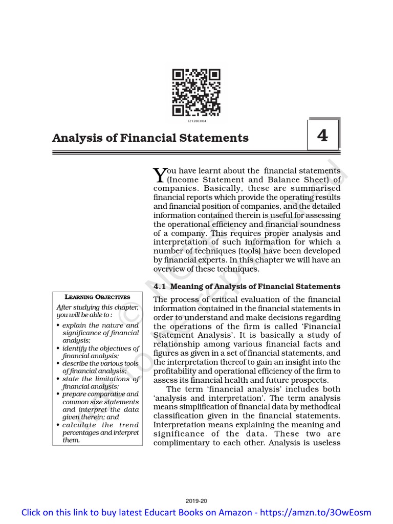 CH - 4 Analysis of Financial Statements | PDF | Balance Sheet | Equity ...
