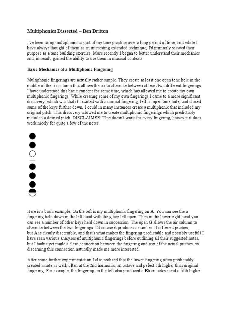 Understanding Multiphonics for Musicians | PDF | Pitch (Music) | Scale ...