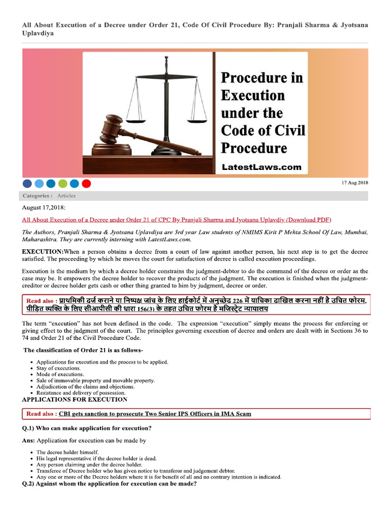 All About Execution of A Decree Under PDF