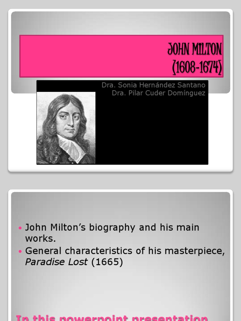 John Milton PDF Epic Poetry Paradise Lost