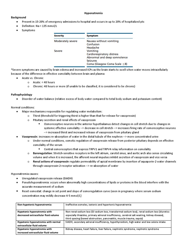 Understanding Hyponatremia Management | PDF | Clinical Medicine ...