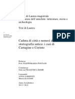 Caduta Di Città e Nemesi Divina Nella Storiografia Antica: I Casi Di Cartagine e Corinto