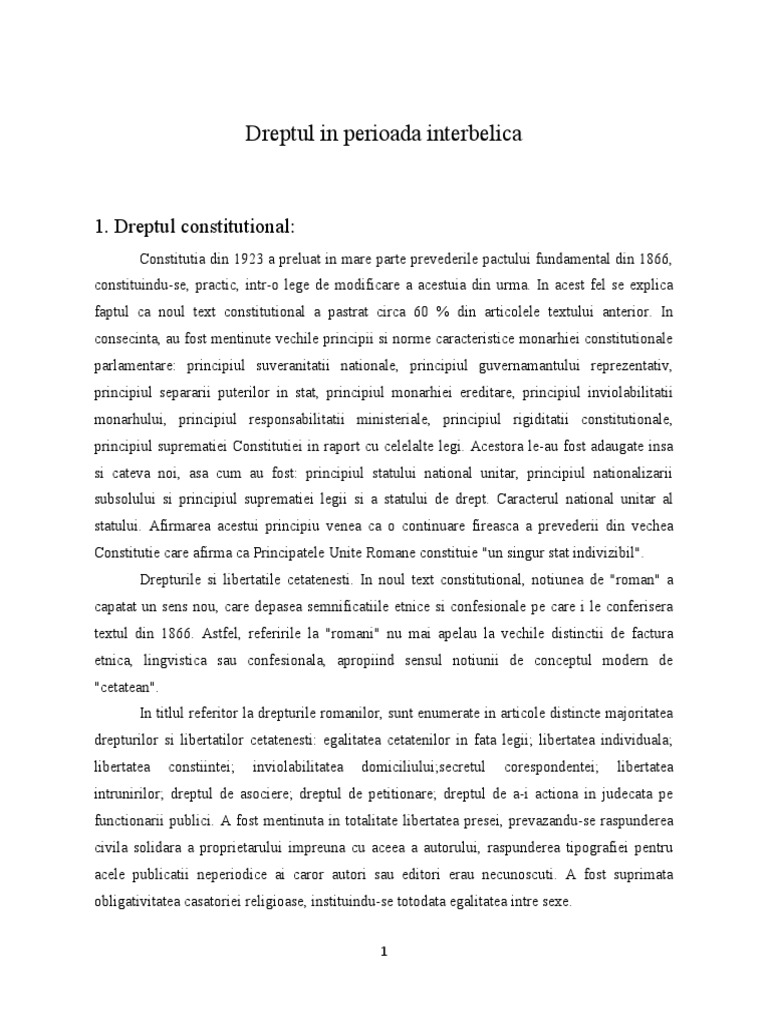 Dreptul in Perioada Interbelica Isdr | PDF